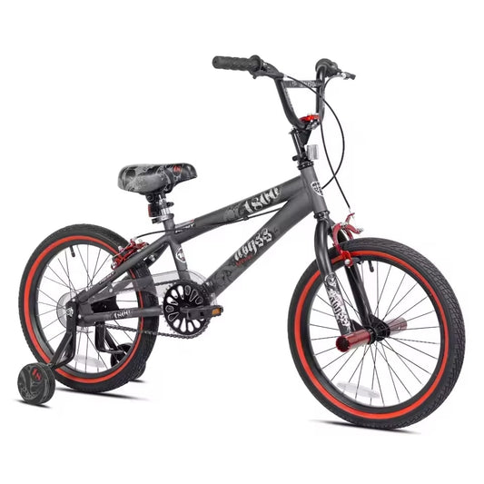 18 In. Abyss Boy's Freestyle BMX Bike, Child Bicycle, Gray Black